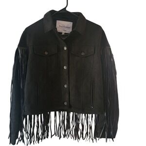 Juicy Couture NWT Fringe Jacket Western‎ Festival Moto Black S